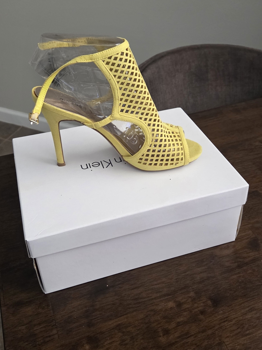 Steve Madden Yellow Lattice Open-Toe Slingback Heel